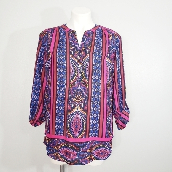 Investments Petites Multicolor Abstract Blouse - Picture 1 of 3